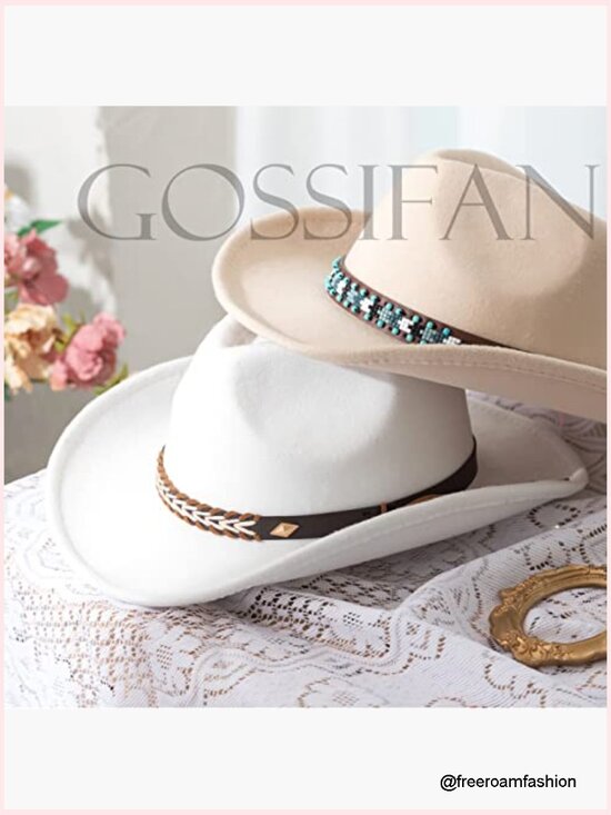 Wide Brim Felt Cowboy Hat Unisex Adjustable Western Fedora main image 6